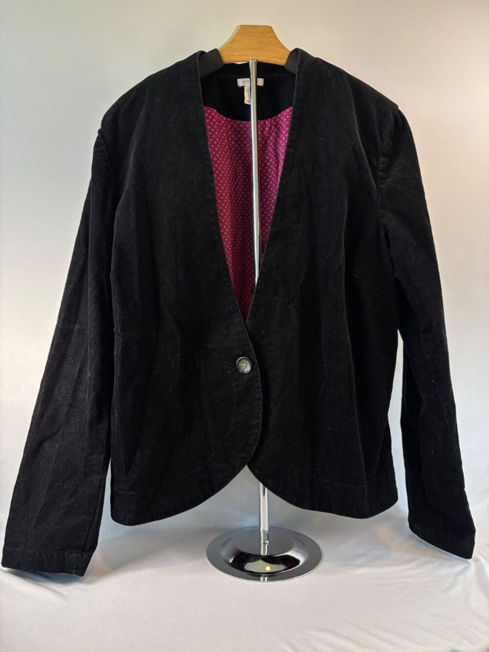 Old Navy Stretch Black Corduroy Lined Blazer Jacket Women's XXL Classic